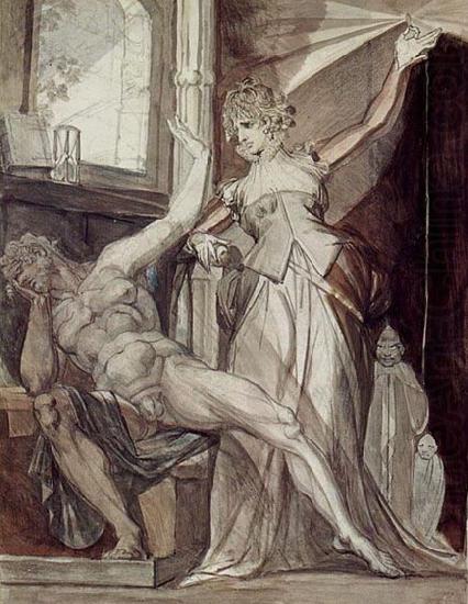 Kriemhild zeigt Gunther im Gefangnis den Nibelungenring, Johann Heinrich Fuseli